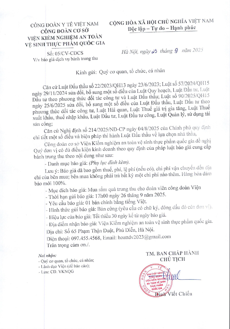 Công văn số 05 xin báo giá bánh trung thu 2025-1